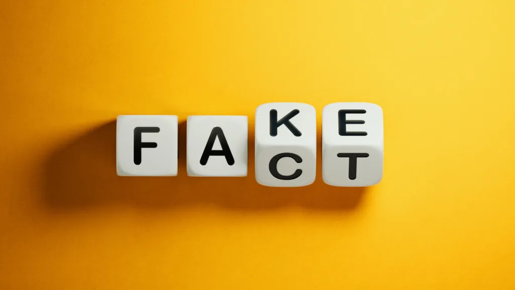 Illustration of fake/fact - scams